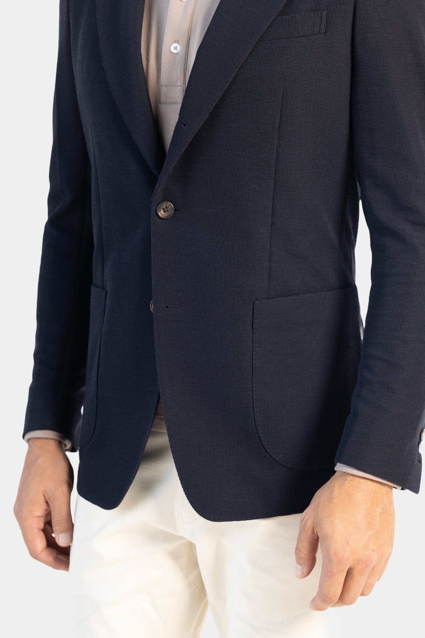 Luxury Stretch Wool Blend Waffle Design Slim-Fit Blazer