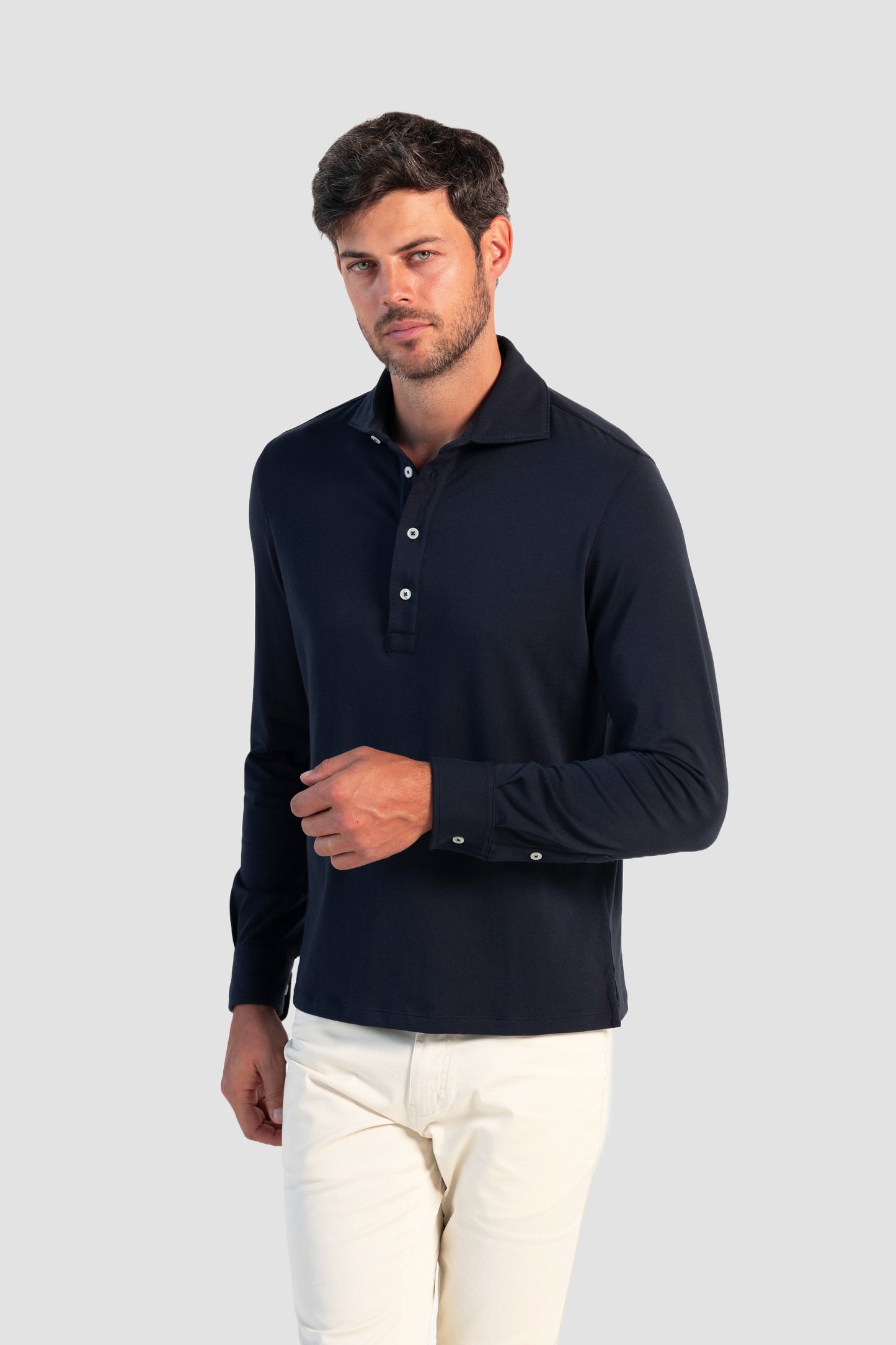 Pima Cotton Stretch Long Sleeve Polos