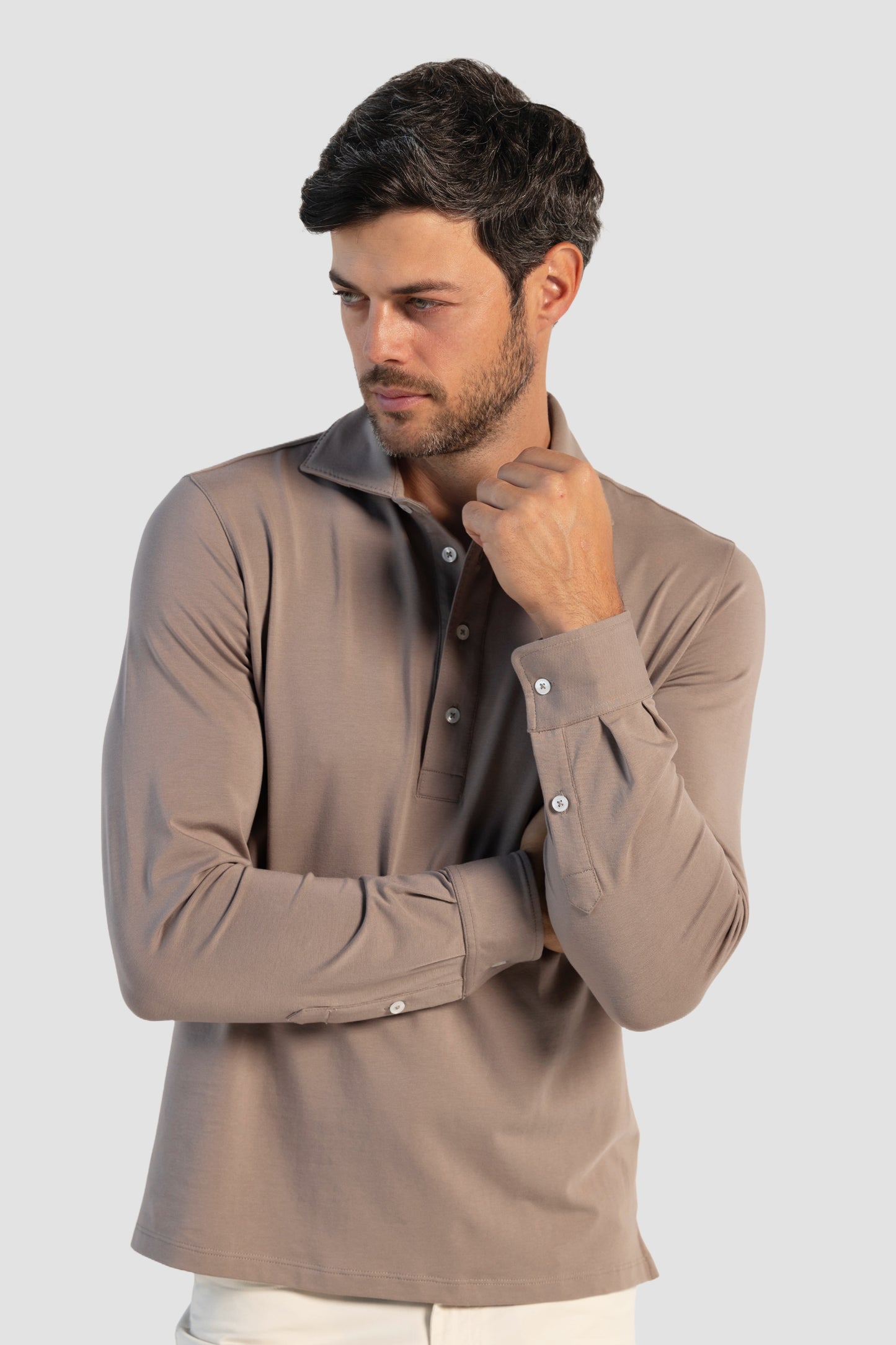 Pima Cotton Stretch Long Sleeve Polos