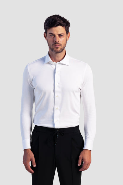 dress shirt with jersey Men's Jim Jersey Knit Shirt in BLUE
