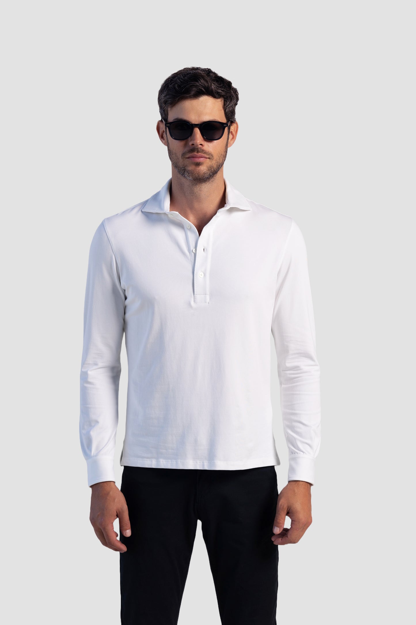 Pima Cotton Stretch Long Sleeve Polos