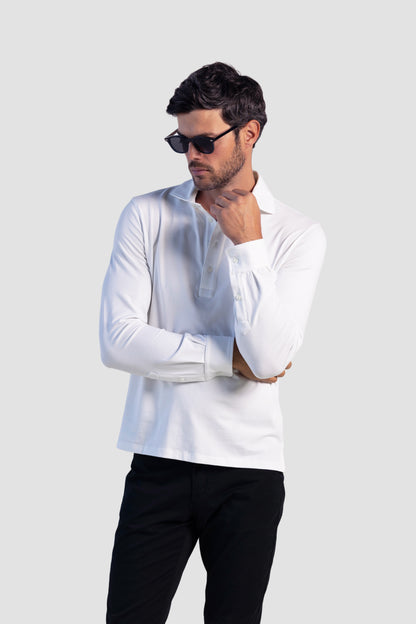 Pima Cotton Stretch Long Sleeve Polos