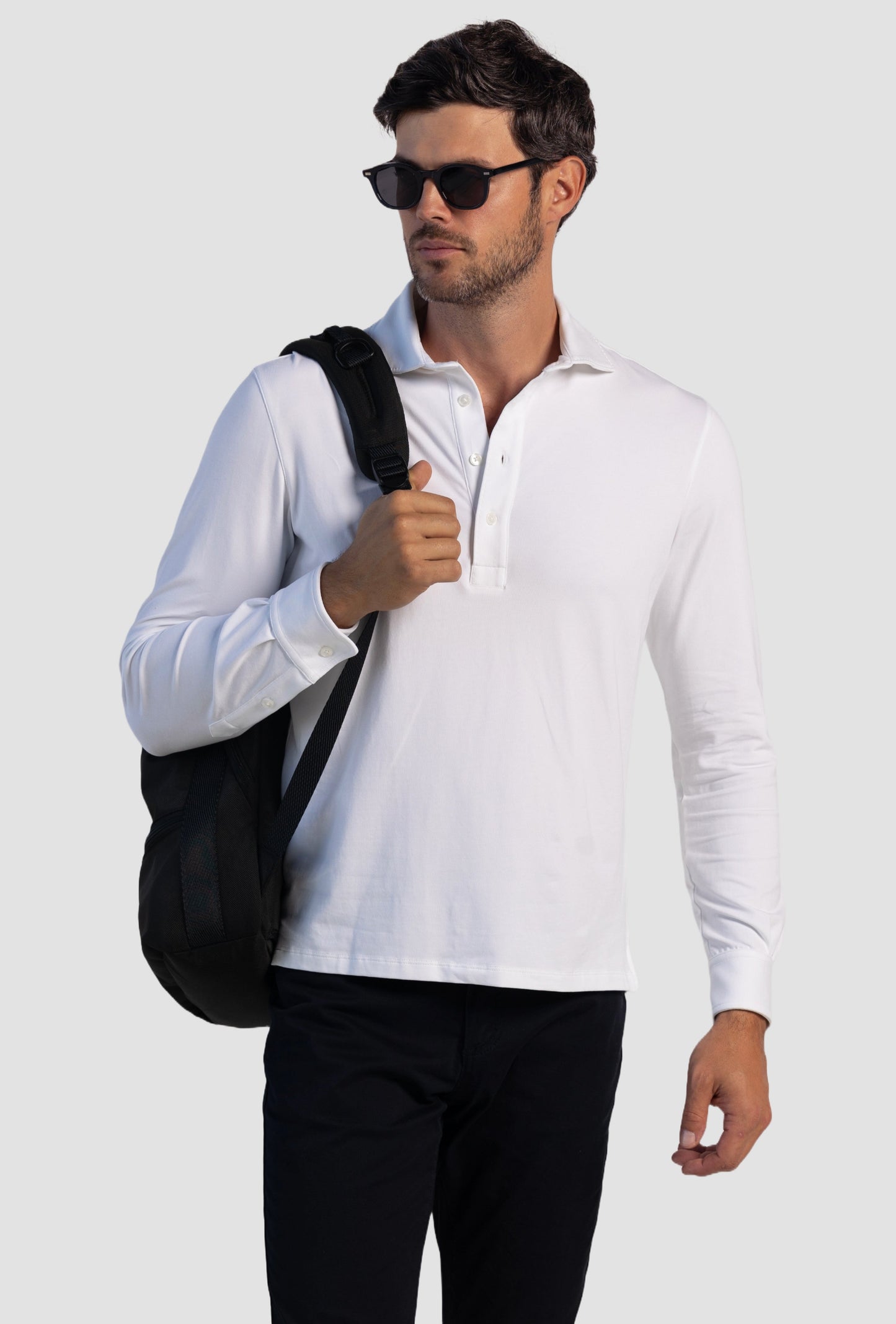 Pima Cotton Stretch Long Sleeve Polos